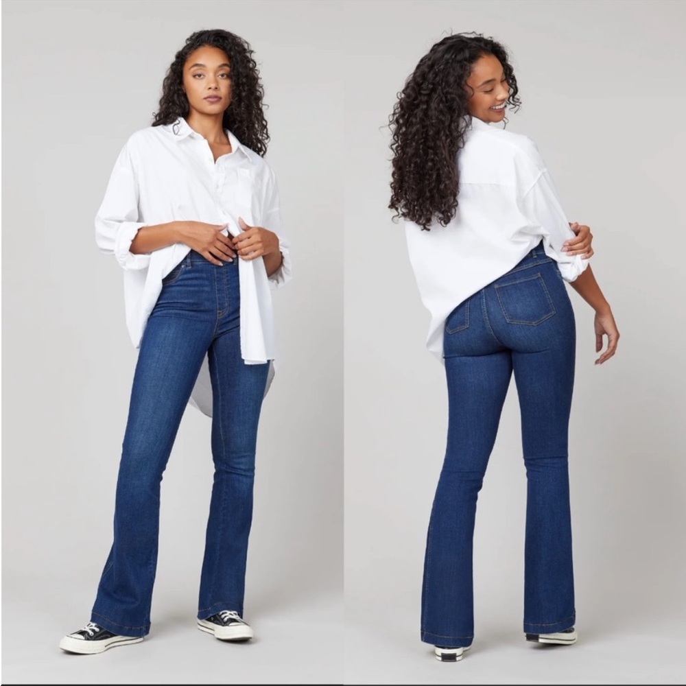 Spanx High Rise Slimming Flare Pull-on Jeans Midnight Large